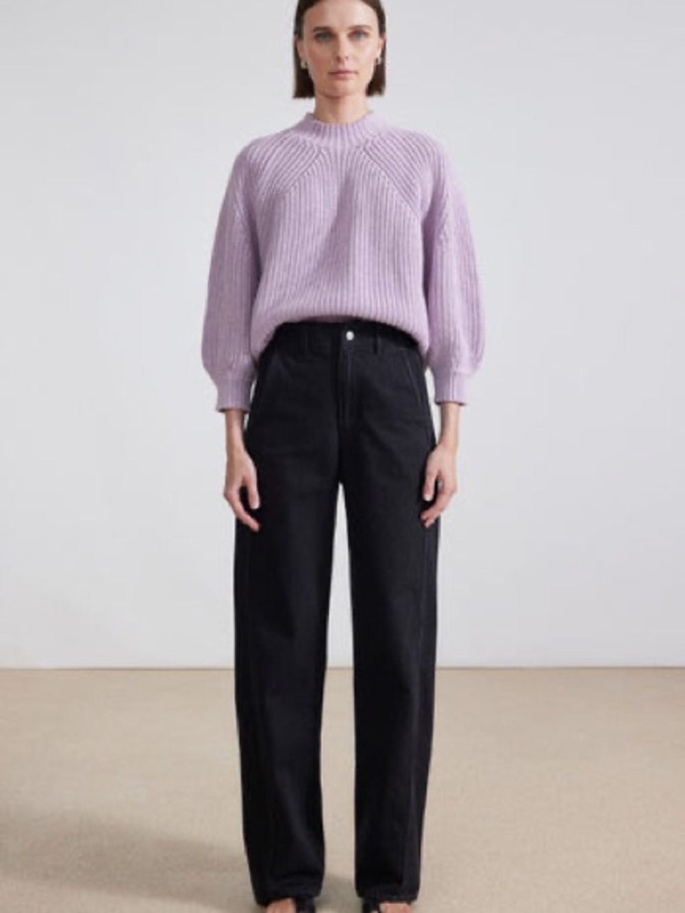Apiece Apart Lilac Ribbed Cowl Neck Sweater